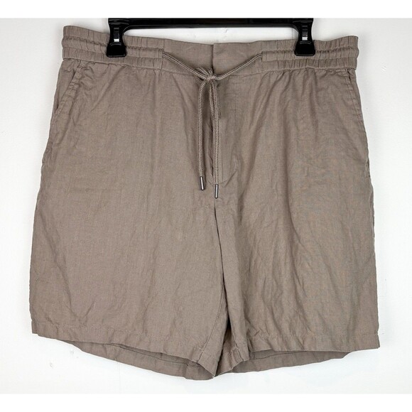 Nordstrom 100% Linen Beige Neutral Women's Shorts, Size Large - Picture 1 of 8
